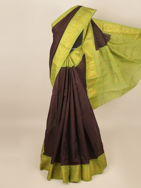 

Pothys Burgundy & Green Checked Saree