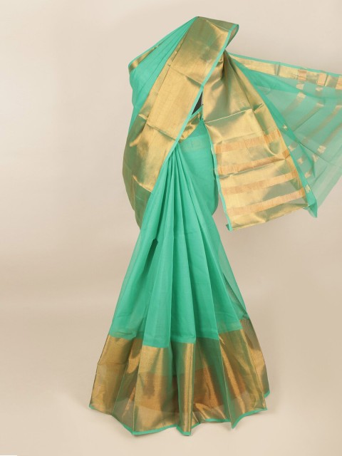

Pothys Green & Gold-Toned Zari Saree