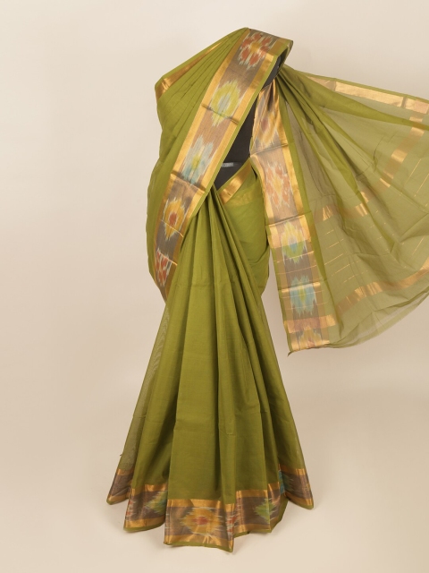 

Pothys Green & Gold-Toned Zari Saree