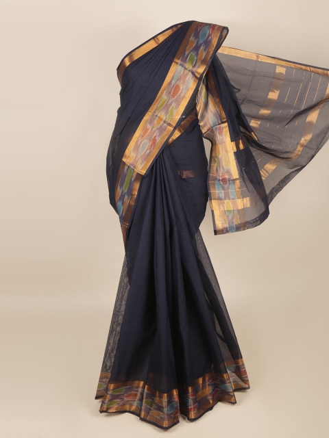 

Pothys Navy Blue & Copper-Toned Woven Design Saree