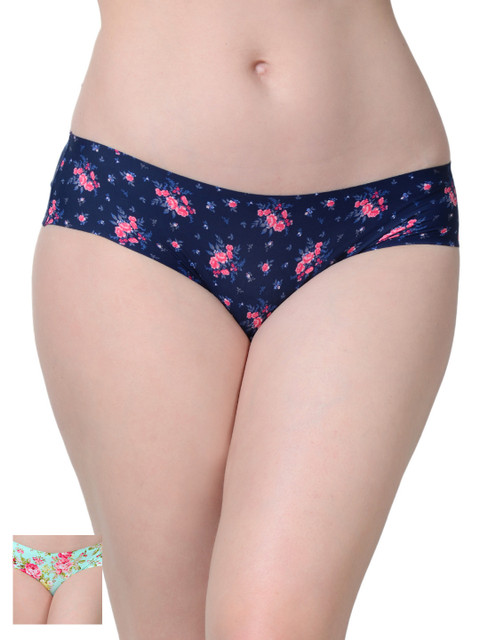 

Da Intimo Women Pack of 2 Floral Print Briefs DIU-0506, Navy blue