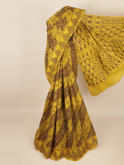 

Pothys Yellow & Brown Ethnic Motifs Saree