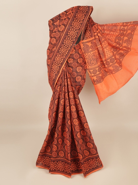 

Pothys Orange & Brown Ethnic Motifs Saree