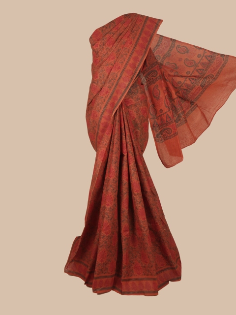 

Pothys Burgundy & Black Printed Saree