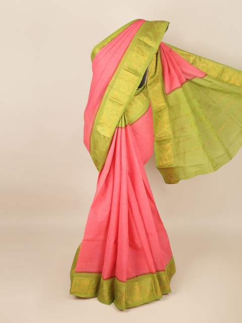 

Pothys Coral Pink & Green Checked Saree
