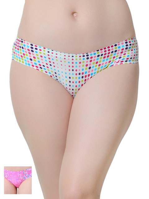 

Da Intimo Women Pack of 2 Polka Dot Print Briefs DIU-1112, White