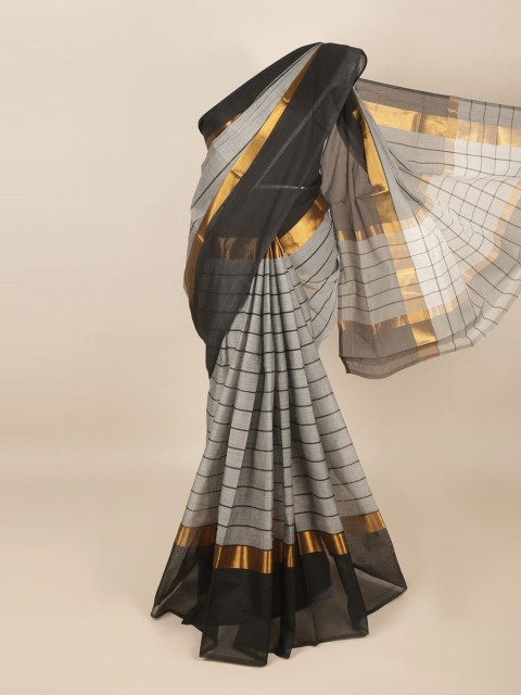 

Pothys Grey & Black Striped Zari Saree