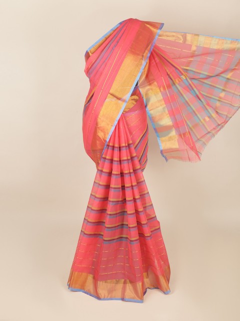 

Pothys Coral Pink Striped Zari Saree