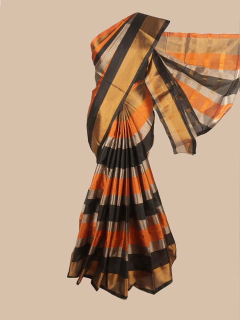 

Pothys Gold & Black Striped Poly Cotton Saree