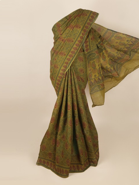 

Pothys Green & Red Ethnic Motifs Saree