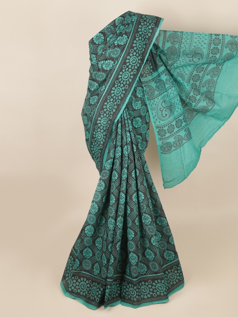 

Pothys Green & Black Ethnic Motifs Cotton Blend Saree