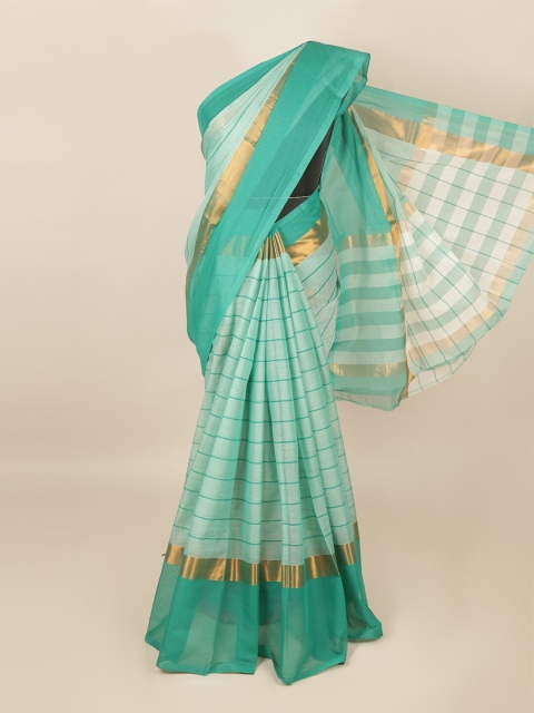 

Pothys Green & Gold-Toned Striped Zari Saree