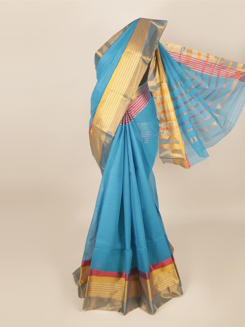

Pothys Blue Woven Design Cotton Blend Saree