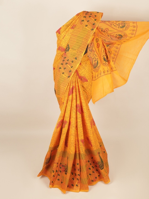 

Pothys Yellow & Red Ethnic Motifs Printed Saree