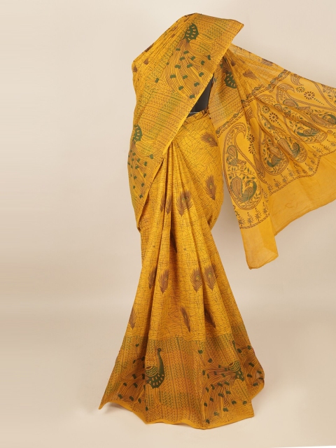 

Pothys Mustard & Purple Cotton Blend Saree