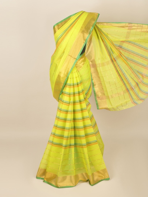 

Pothys Green & Gold-Toned Striped Zari Saree