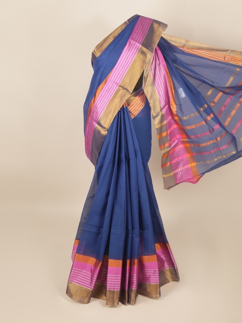 

Pothys Blue & Magenta Striped Saree