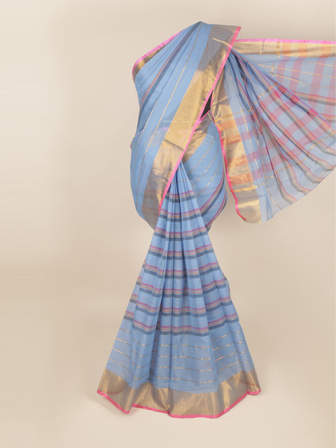 

Pothys Blue & Pink Woven Design Saree