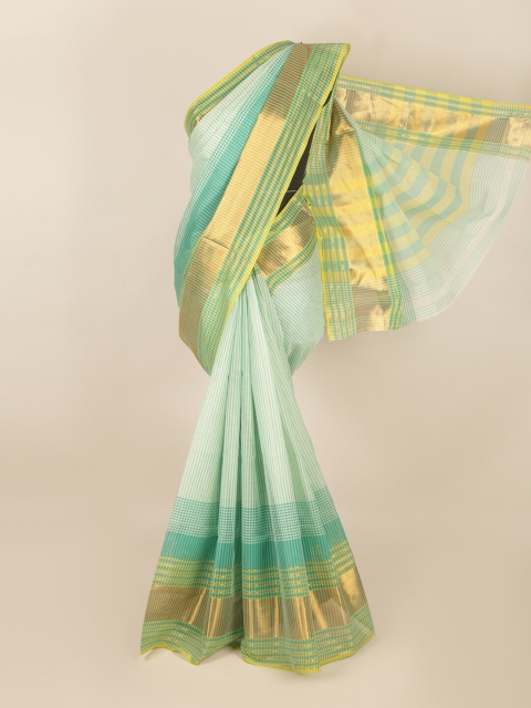 

Pothys Green & Gold-Toned Striped Zari Saree
