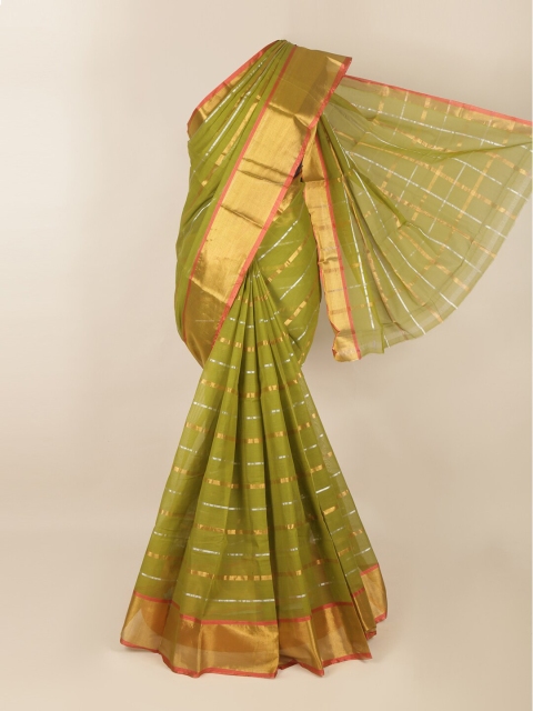 

Pothys Green & Gold-Toned Woven Design Zari Saree