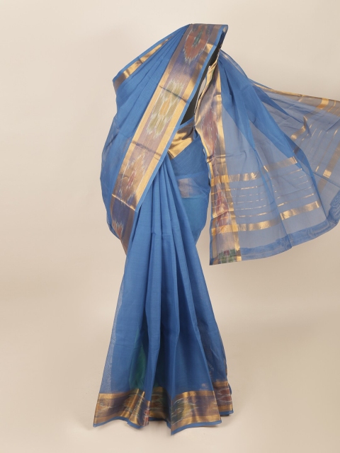 

Pothys Blue & Gold-Toned Woven Design Zari Saree