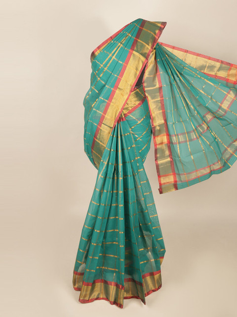 

Pothys Green Checked Zari Saree