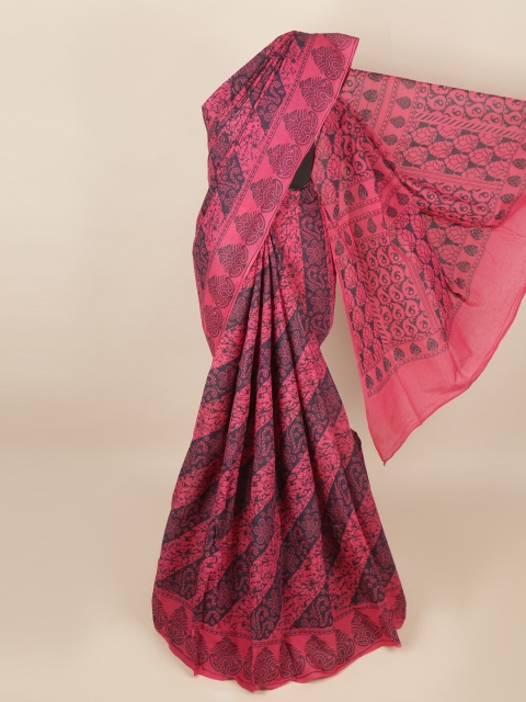 

Pothys Magenta & Black Ethnic Motifs Saree