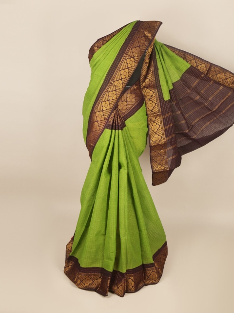 

Pothys Green & Purple Checked Zari Saree