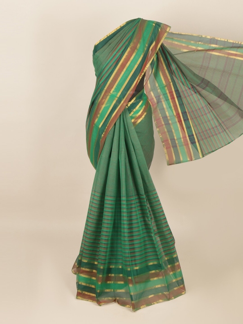 

Pothys Green & Gold-Toned Striped Zari Saree