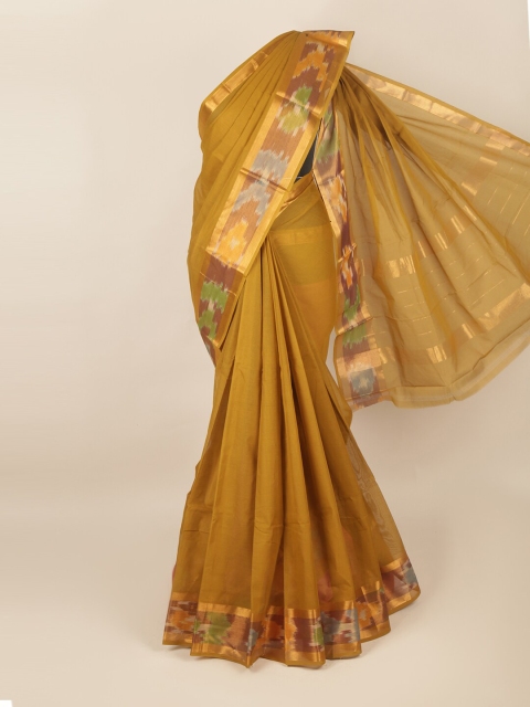 

Pothys Mustard & Gold-Toned Cotton Blend Saree