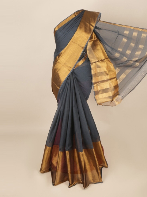 

Pothys Grey & Gold-Toned Zari Saree