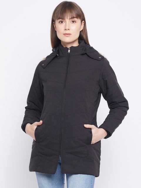 

Okane Women Black Lightweight Longline Padded Jacket