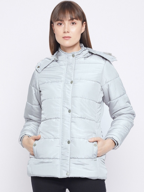 

Okane Women Blue Solid Lightweight Hooded Puffer Jacket