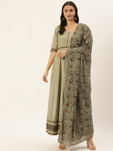 

TARA-C-TARA Green Floral Ethnic Maxi Dress with Dupatta