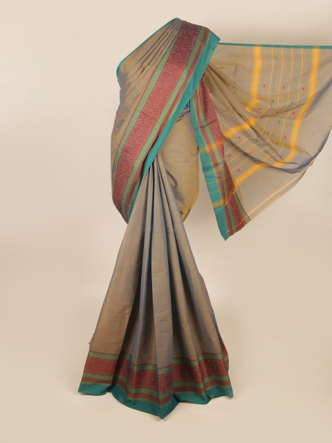 

Pothys Brown & Maroon Striped Saree