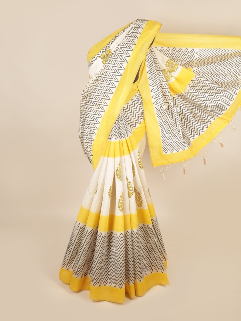

Pothys Cream-Coloured & Black Ethnic Motifs Art Silk Saree