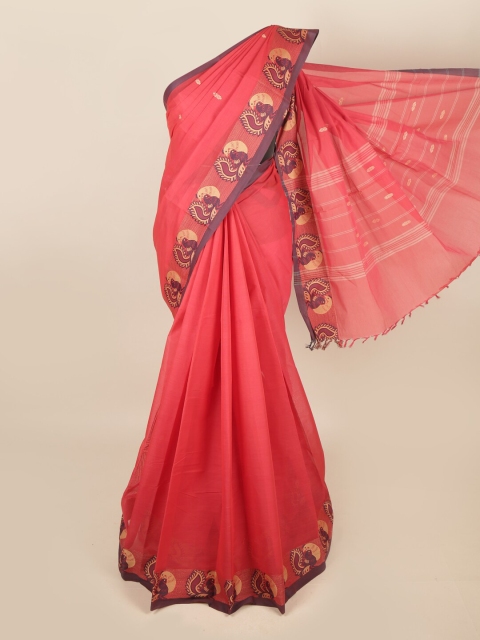 

Pothys Fuchsia & Beige Ethnic Motifs Heavy Work Saree