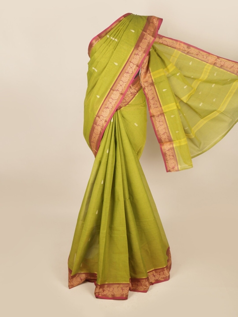 

Pothys Green & Gold-Toned Ethnic Motifs Zari Saree