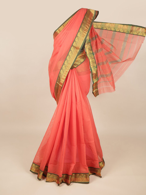 

Pothys Peach-Coloured & Green Saree