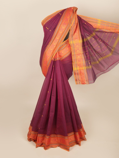 

Pothys Burgundy & Orange Ethnic Motifs Saree