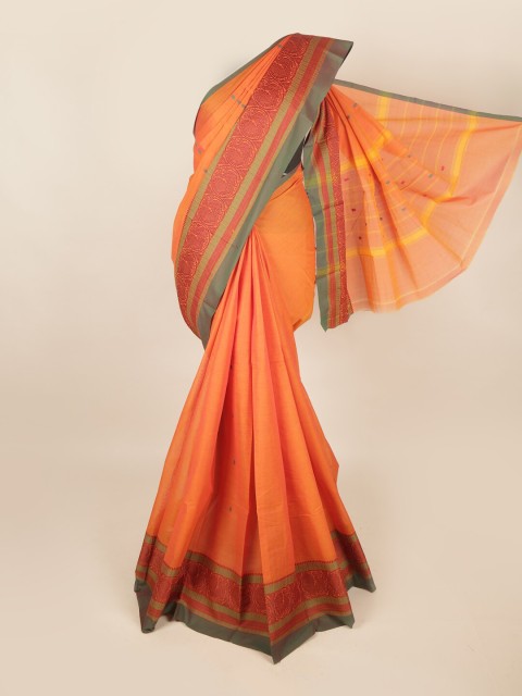 

Pothys Orange & Grey Woven Design Saree