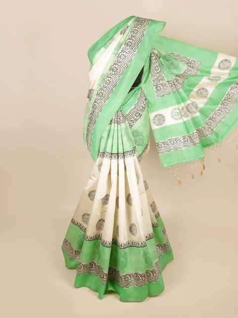 

Pothys Cream-Coloured & Black Ethnic Motifs Art Silk Saree