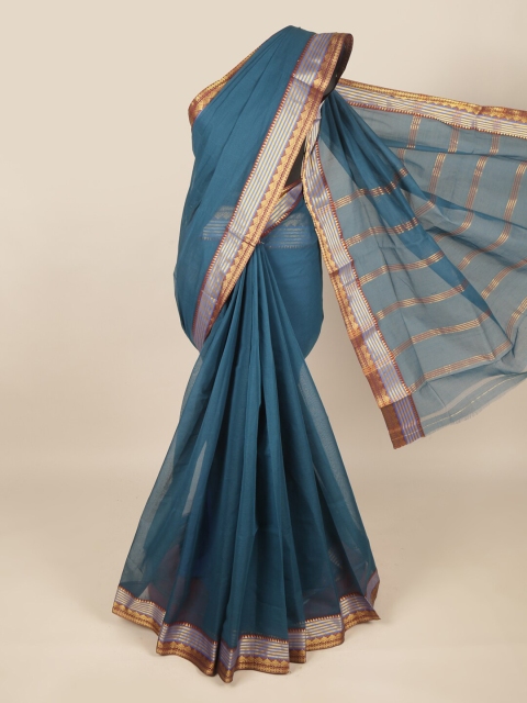 

Pothys Blue & Maroon Striped Saree