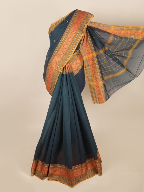 

Pothys Blue & Mustard Ethnic Motifs Saree