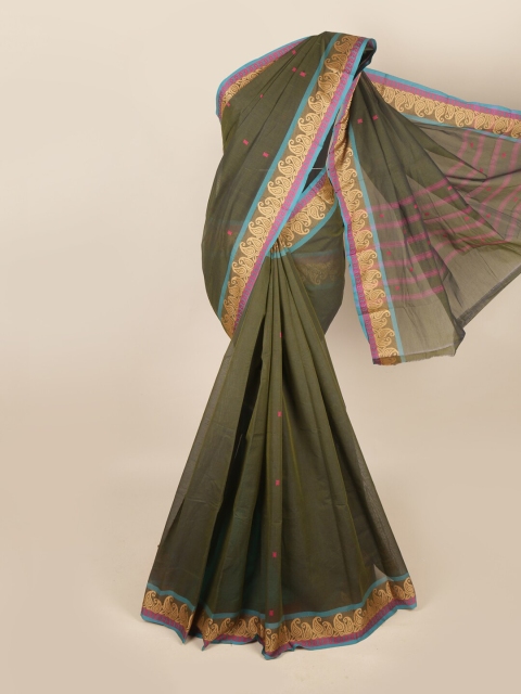 

Pothys Green & Blue Ethnic Motifs Zari Saree
