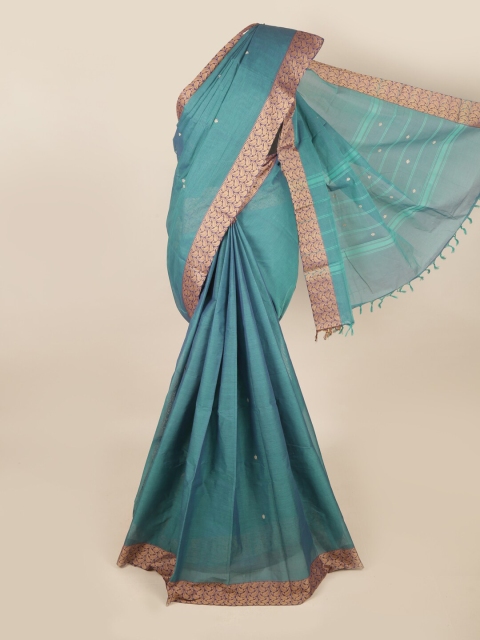 

Pothys Blue & Gold-Toned Ethnic Motifs Zari Saree