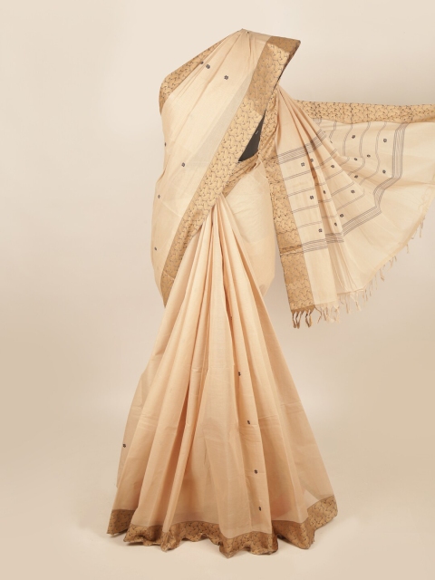 

Pothys Beige & Gold-Toned Woven Design Zari Saree