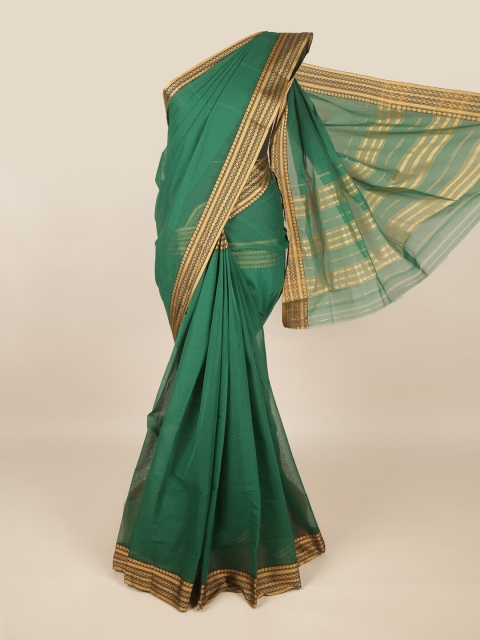 

Pothys Green & Gold-Toned Zari Saree