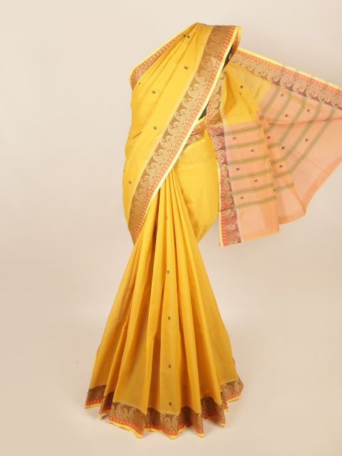 

Pothys Yellow & Pink Paisley Zari Saree