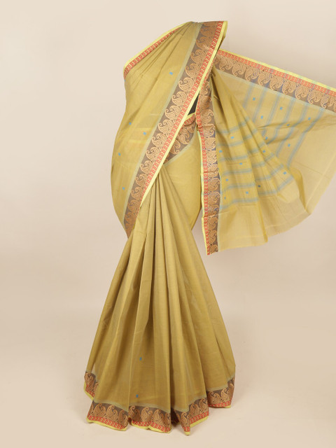 

Pothys Olive Green & Red Ethnic Motifs Saree